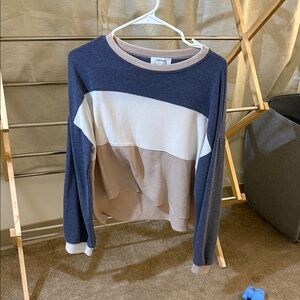 Navy and Tan Colorblock Crop Top